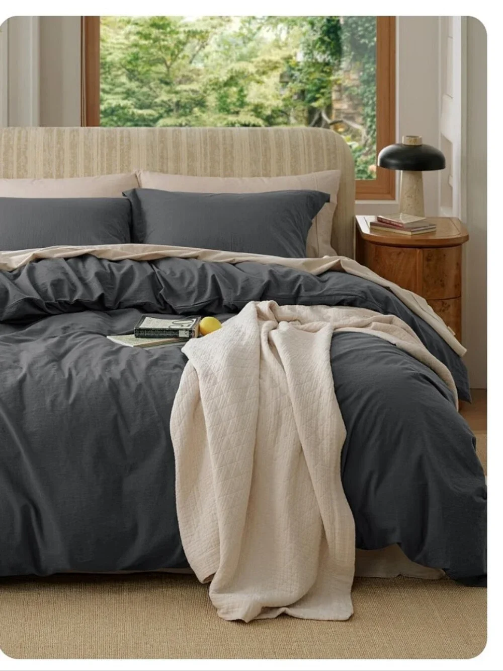 Bedsure Gray Duvet Cover and Two Pillow Cases Size Full